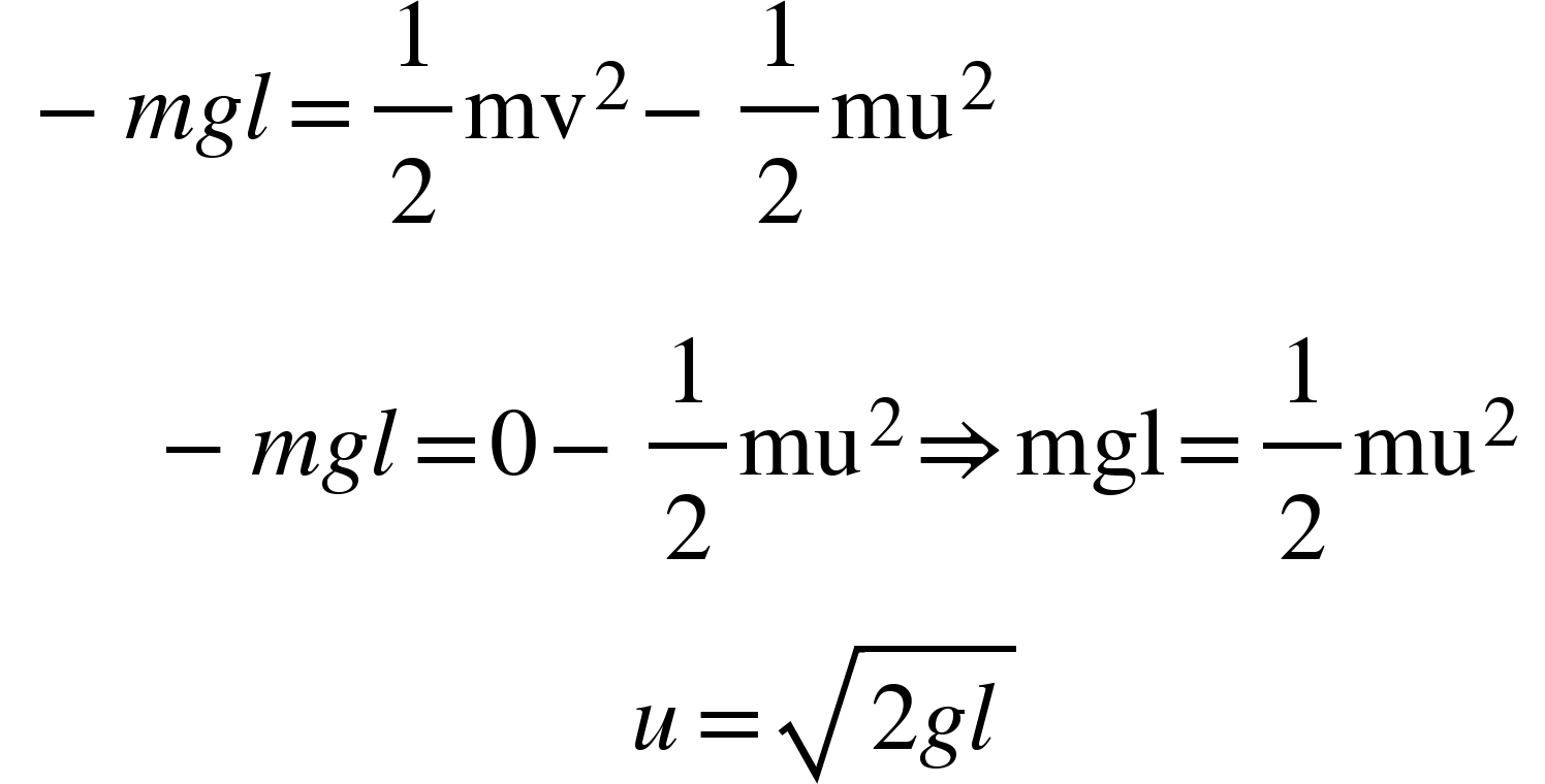 A sphere is suspended by a thread of length l . What minimum horizontal velocity has to be imparted the ball for it to reach the height of the suspension?